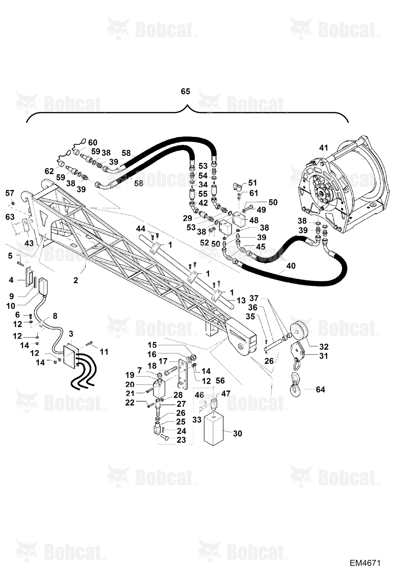 Hydraulic Winch W/EXTENSION Jib (2.5m - 1.2T) (BUD4345)
