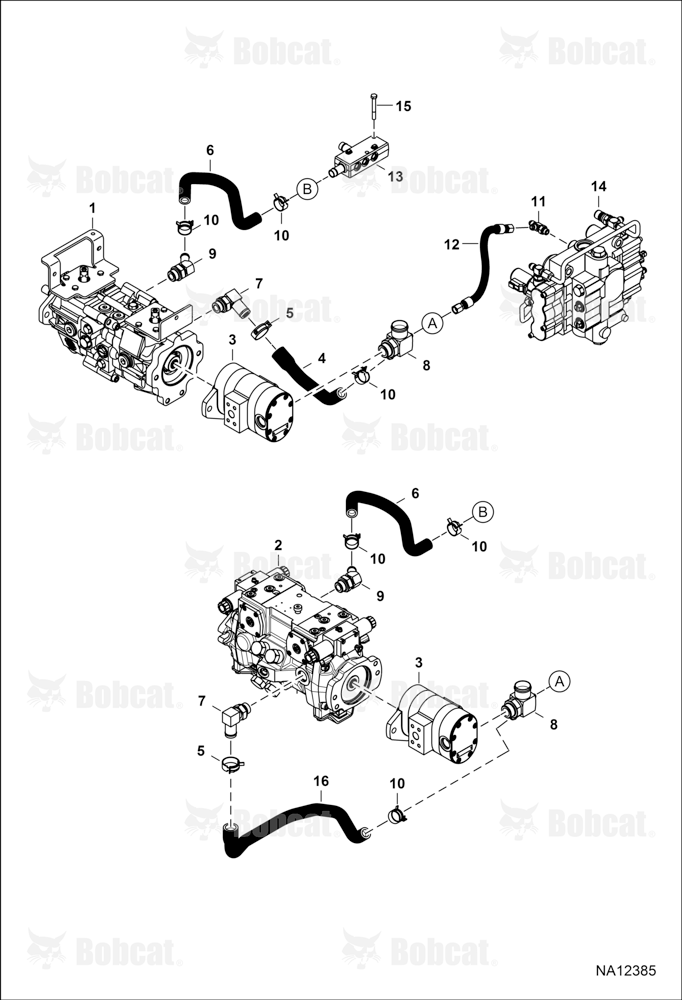 Hydrostatic Circuitry (Hydrostatic Pump) (Case Drain Manifold) B1E615852 - B1E622434