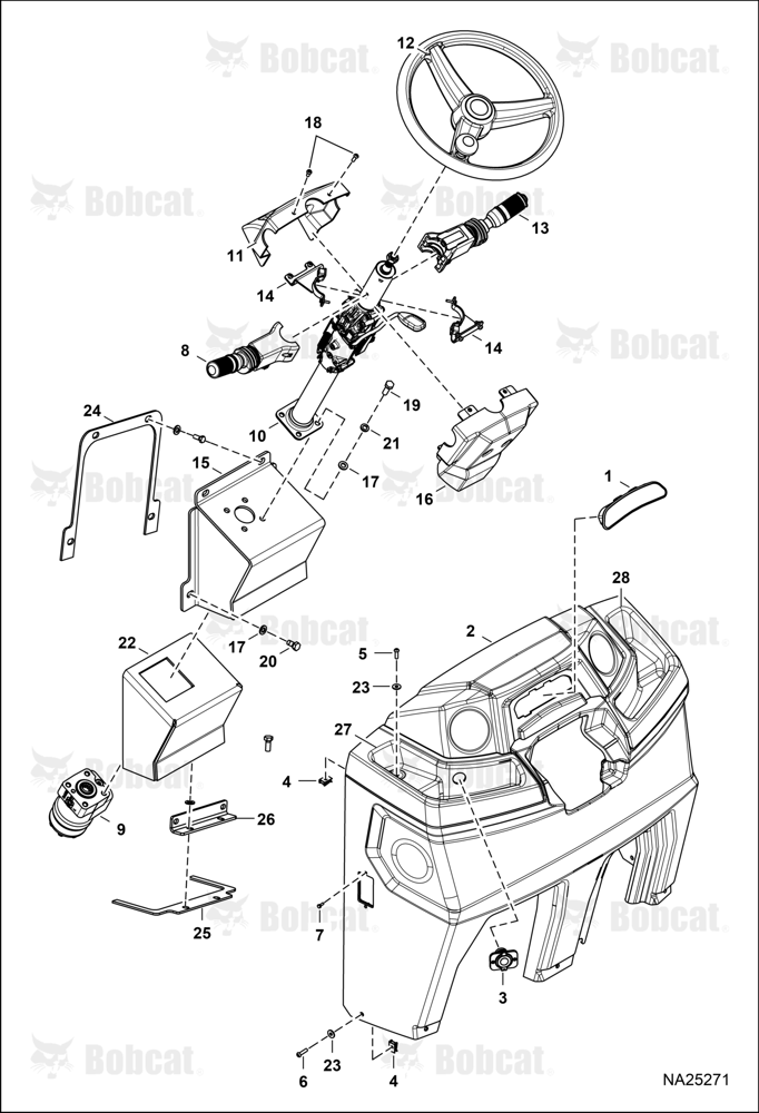Operator Controls (Steering Column Front Console) (W/O HVAC) (Modified Design)