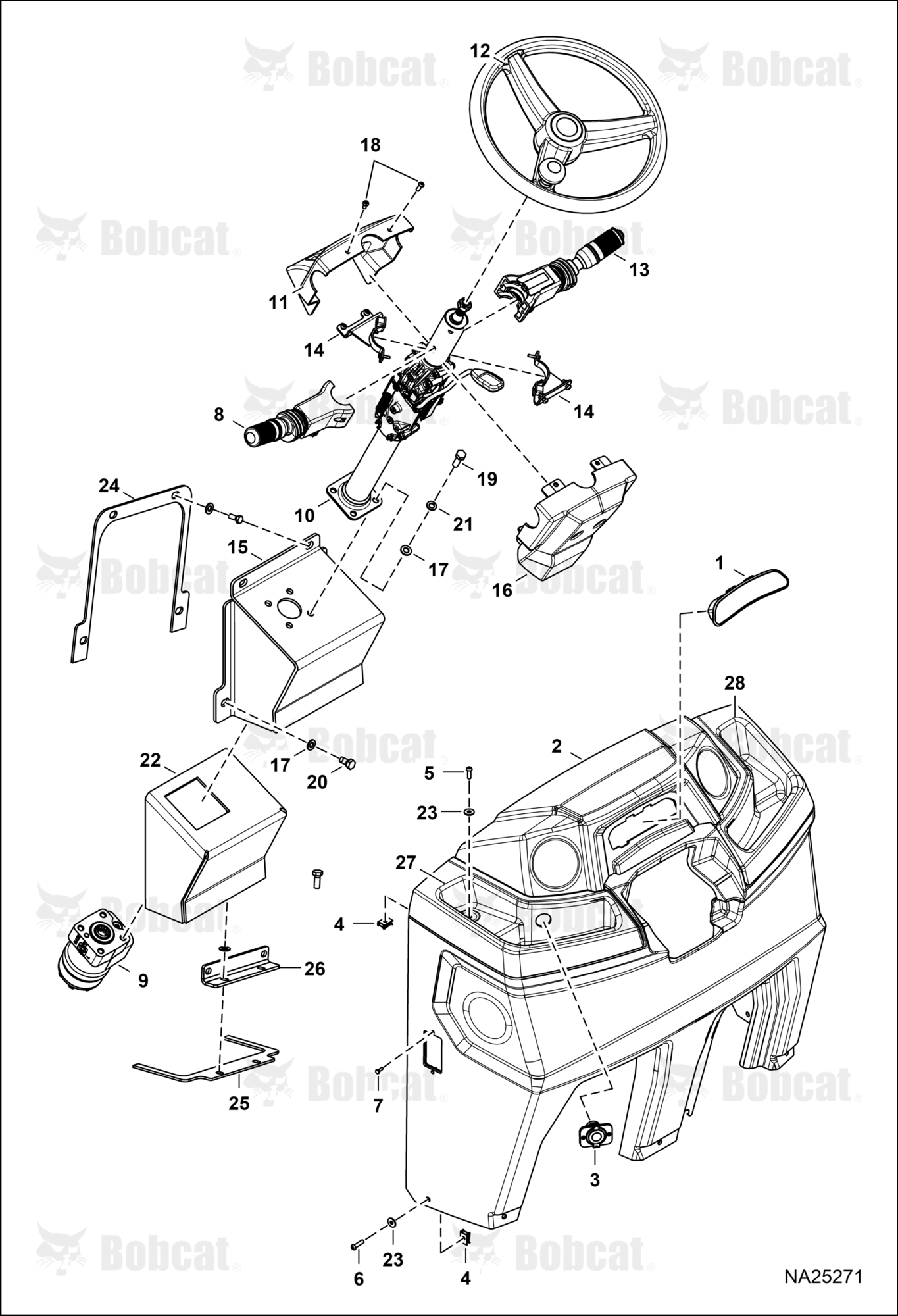 Operator Controls (Steering Column Front Console) (W/O HVAC) (Modified Design)