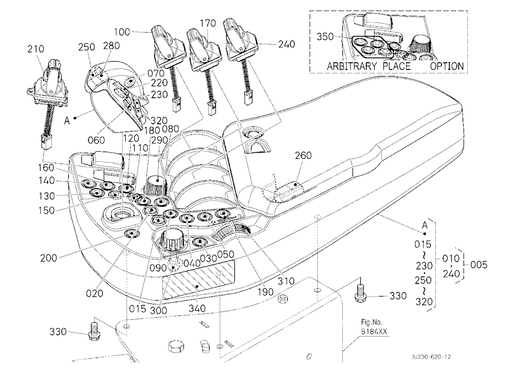 Armrest (5 Remote Control Valves) [W/O Joystick]