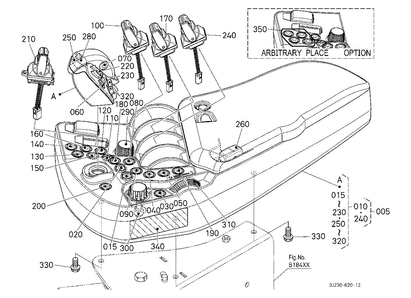 Armrest (5 Remote Control Valves) [W/O Joystick]