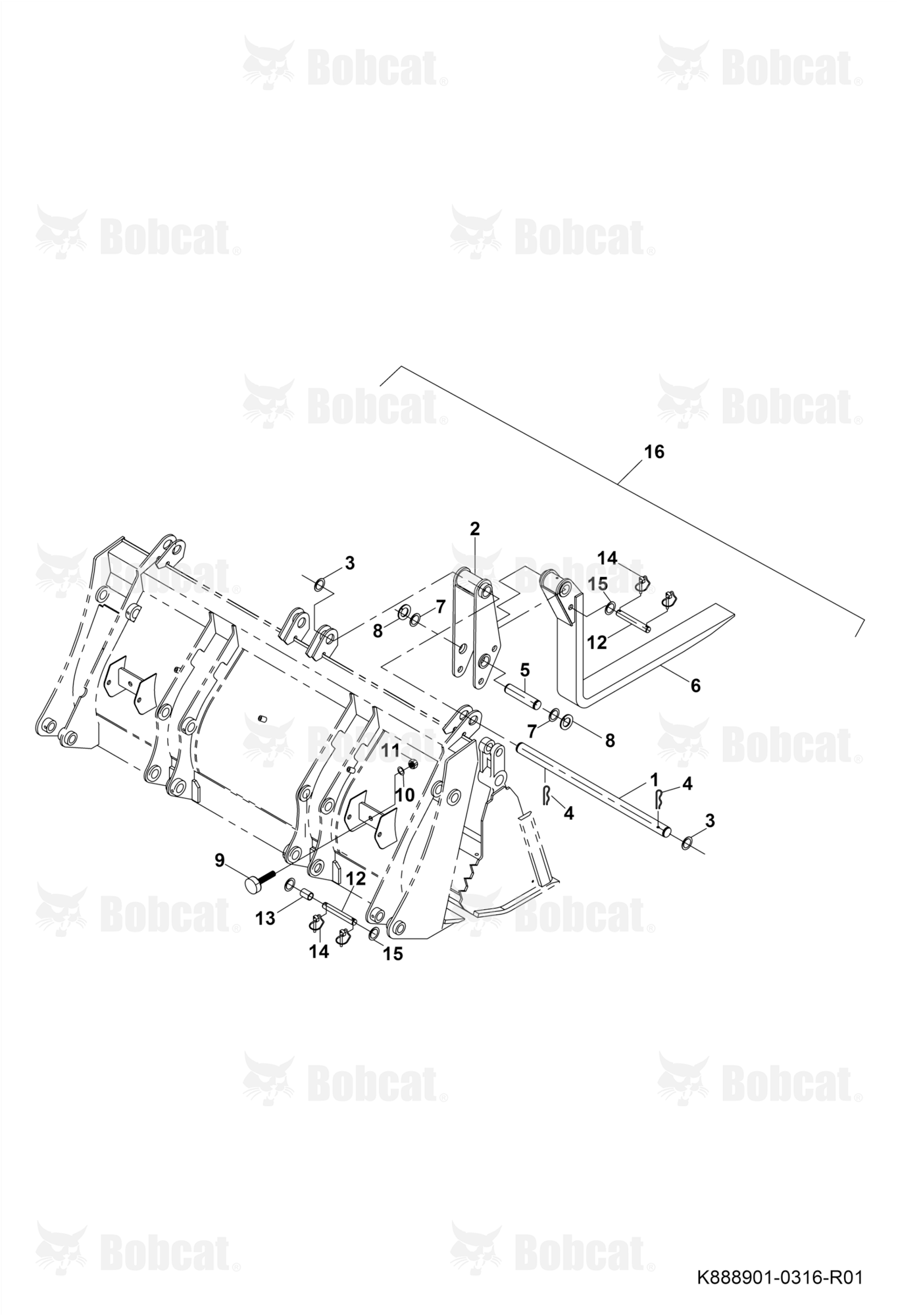 Fork Attachment Clamshell Bucket  B45311001 - B45311018