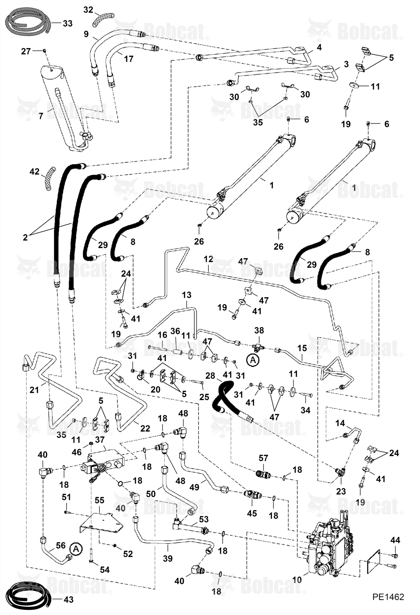 Hydraulic Circuitry (W/Bucket Positioning Valve)  515840212 & Above, 516223852 & Above