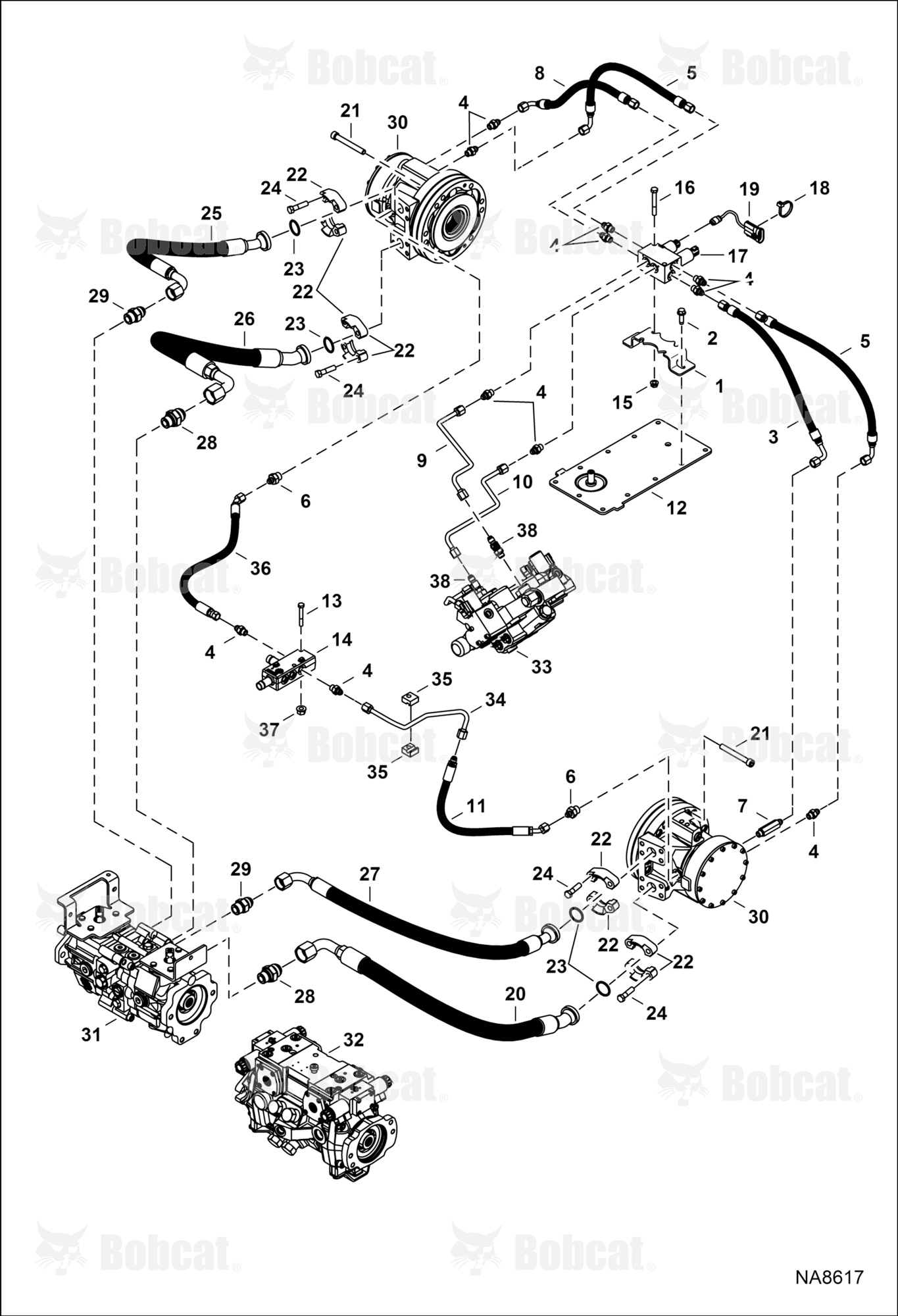 Hydrostatic Circuitry (2-Speed Motor)
