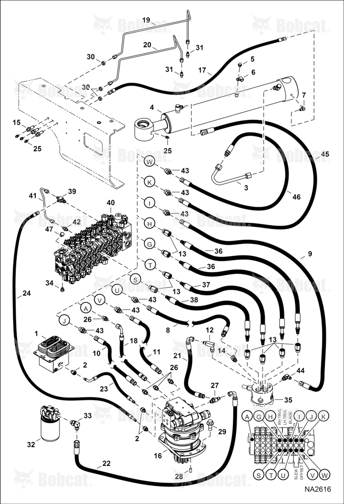Hydraulic Circuitry (Upper/Swing)(Slew Motor W/Timer Valve)
