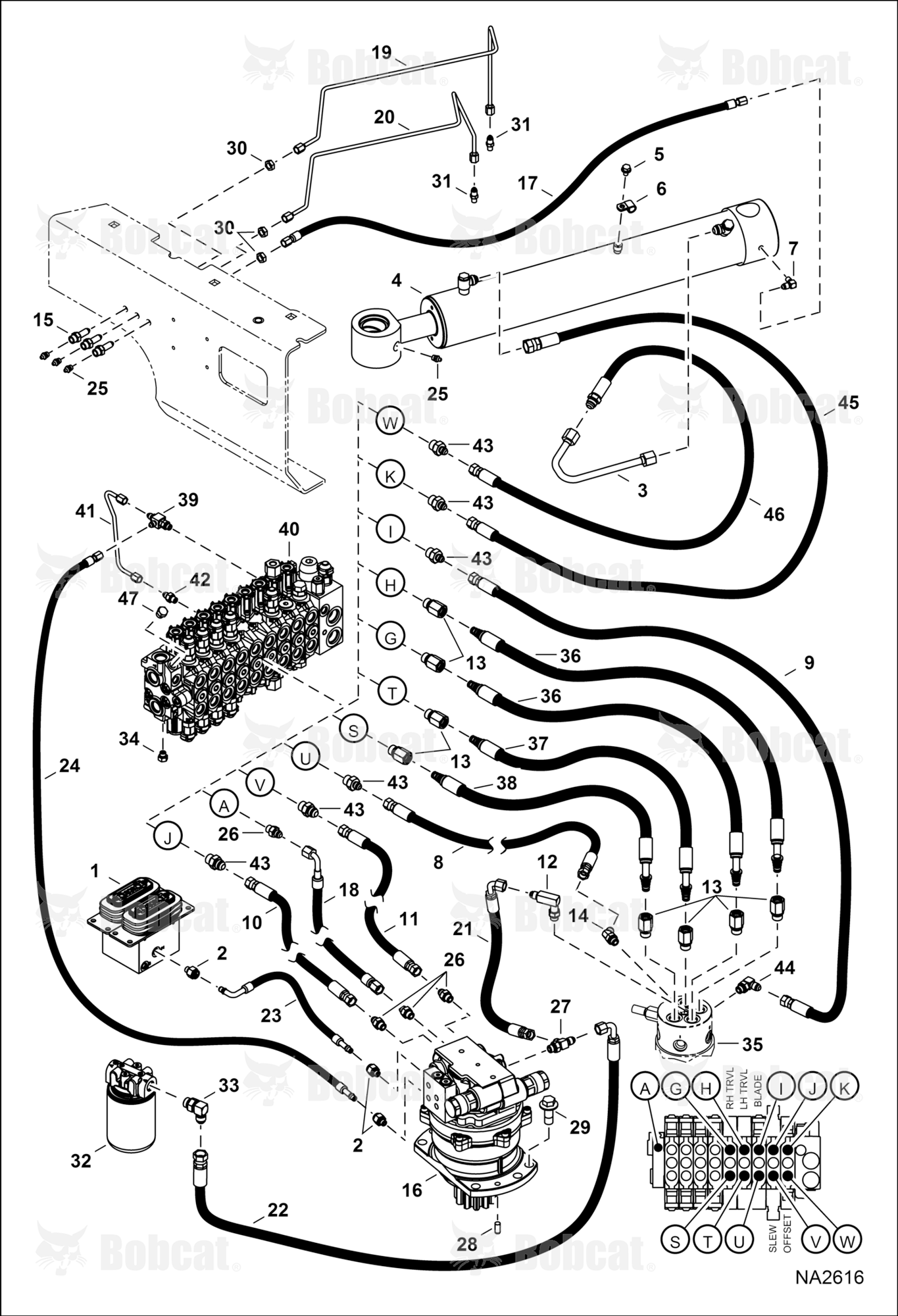 Hydraulic Circuitry (Upper/Swing)(Slew Motor W/Timer Valve)