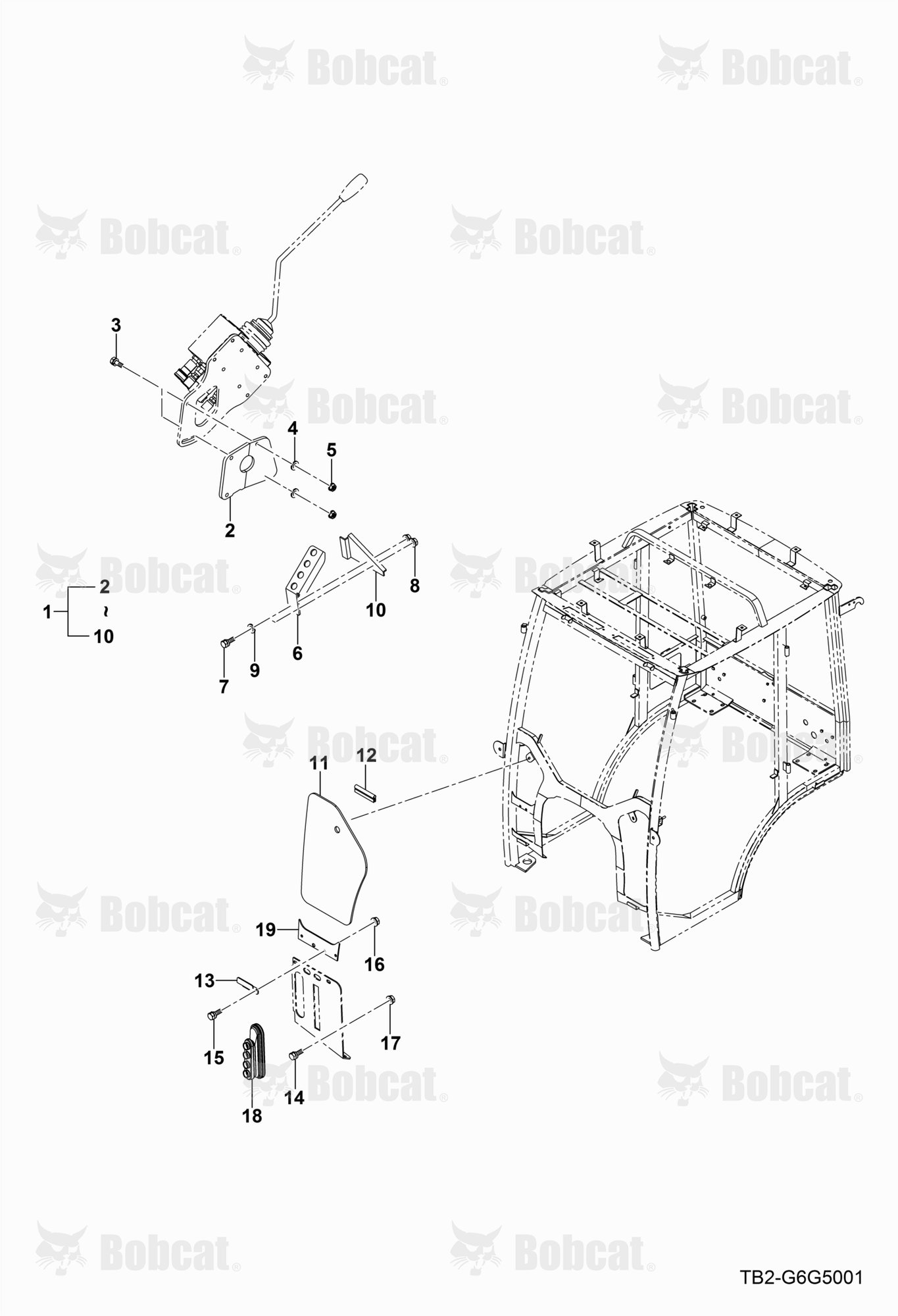 Joystick Mount Group (Cab) (Joystick Mount) (Lower Glass)