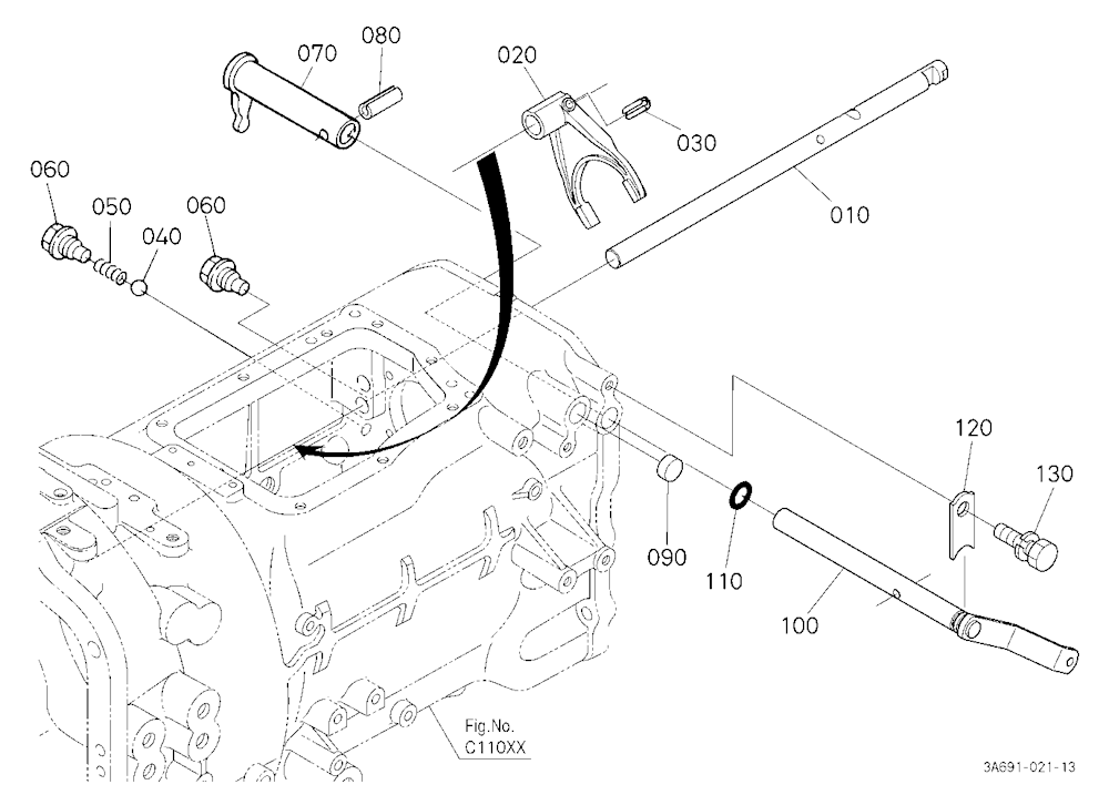 Range Gear Shift Fork [A] [Cab Type]