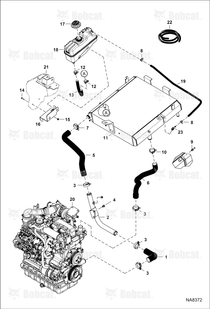 Engine & Attaching Parts (Radiator Water Exchanger) A3NT17270 & Above, A3NU12722 & Above