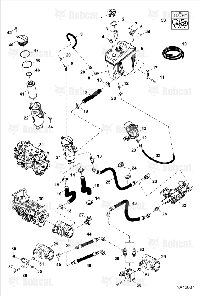 Hydrostatic Circuitry (Tank & Filter) B42411001 - B42412816