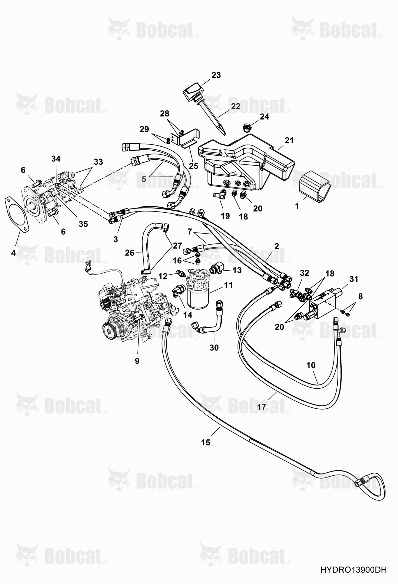 Hydraulic Circuitry (Pump, Motor & Tank)  AVW220001 & Above