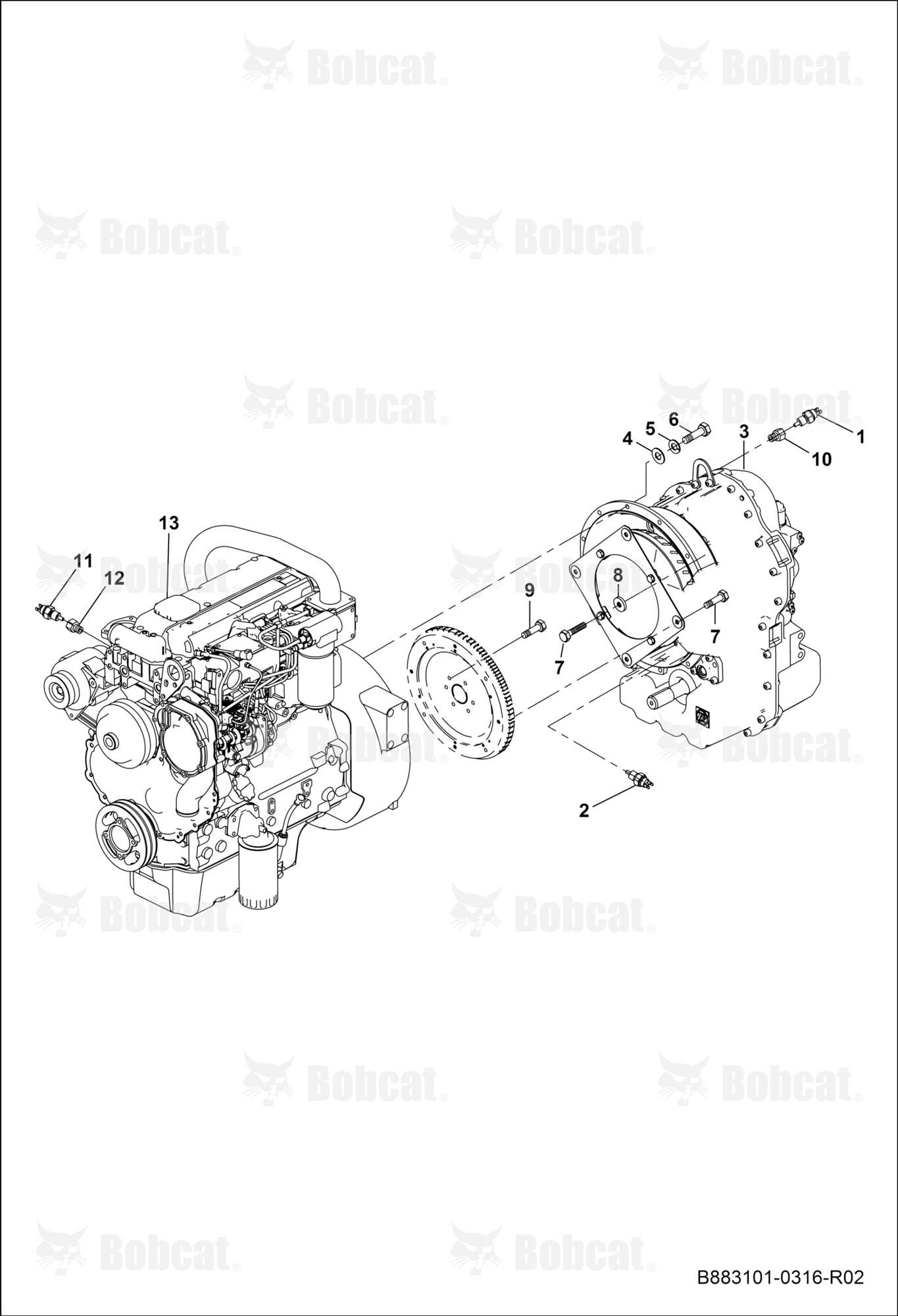 Engine and Transmission Connections  B45111001 - B45111508