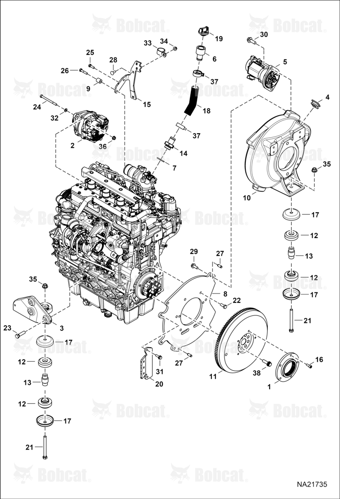 Engine & Attaching Parts (Flywheel & Engine Mounts)