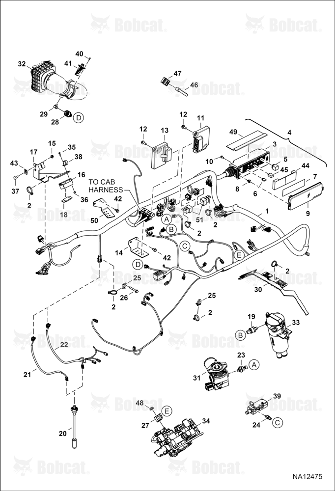 Engine Electrical Circuitry (Frame Harness & Filter Sensors) ALR815171 & Above