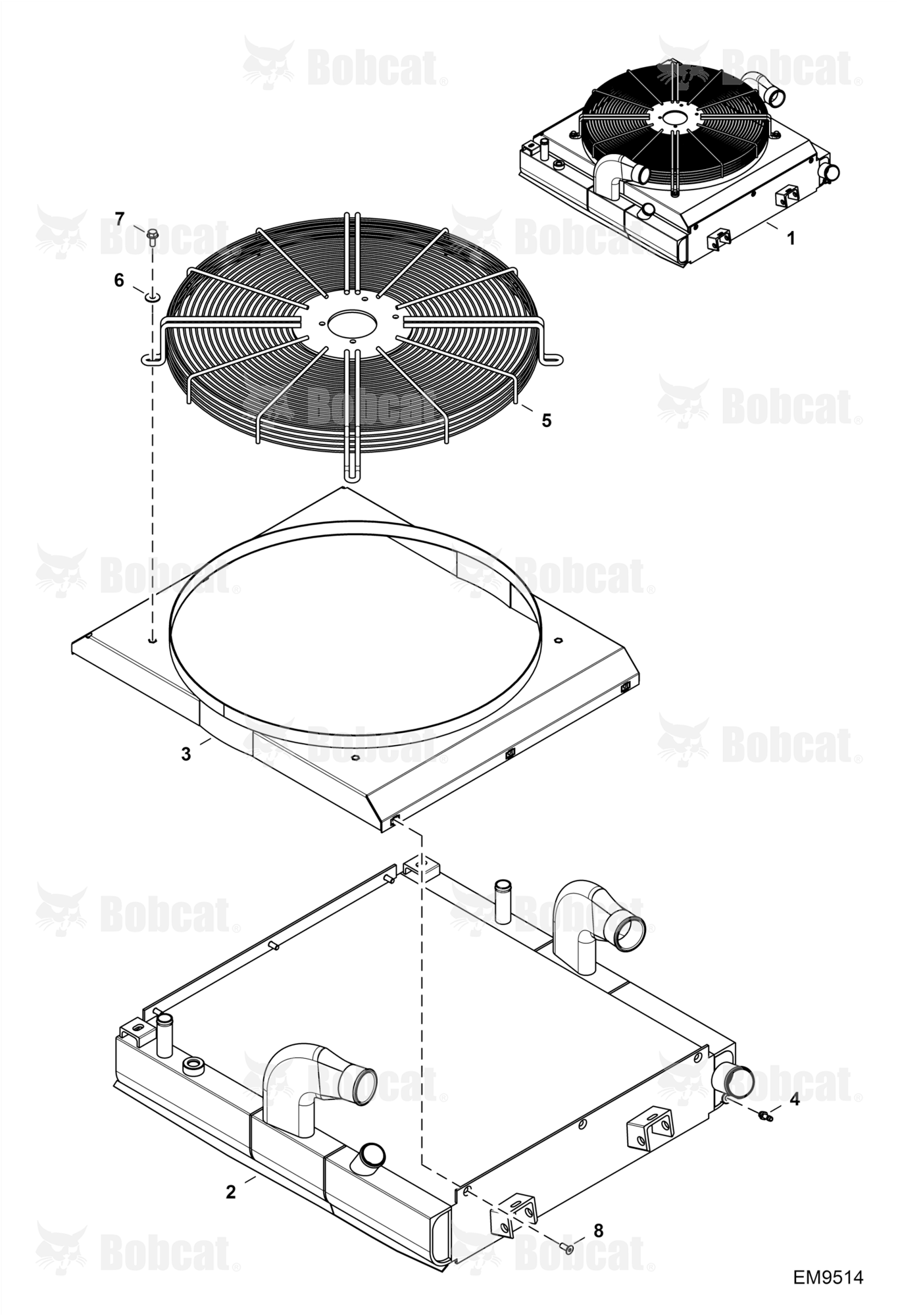 Engine & Attaching Parts (Radiator Water Exchanger)  B4BU11001 - B4BU11234, B4BT11001 - B4BT20002