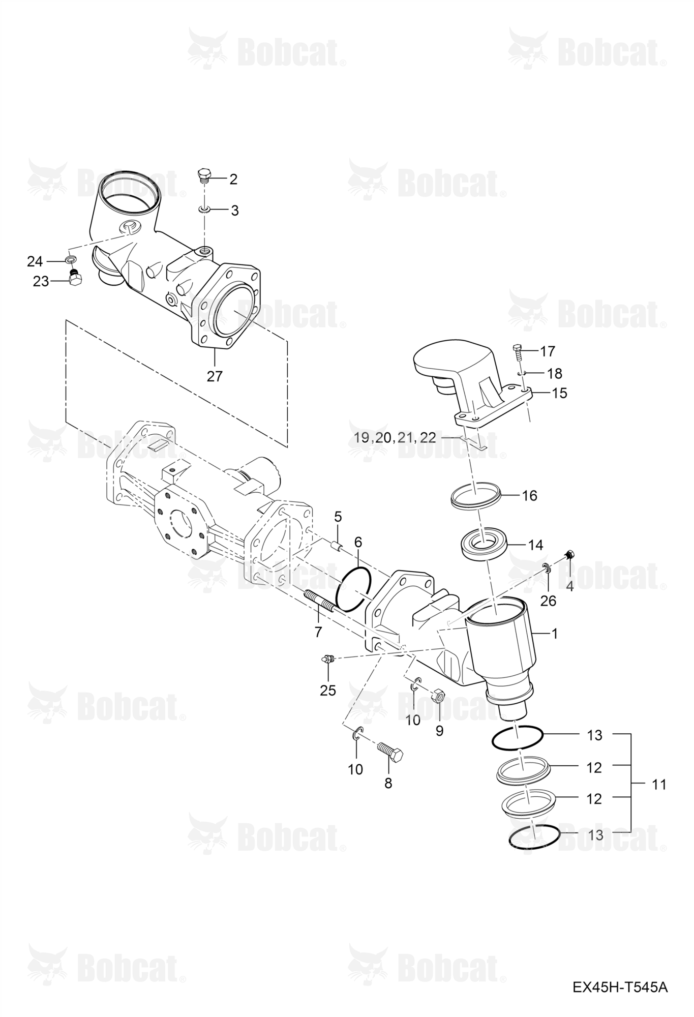Bevel Gear Case Group (Dual Steering Cylinders)