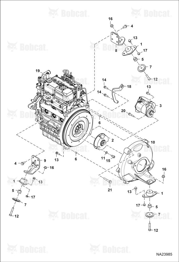 Engine & Attaching Parts (Flywheel, Starter, & Engine Mounts)