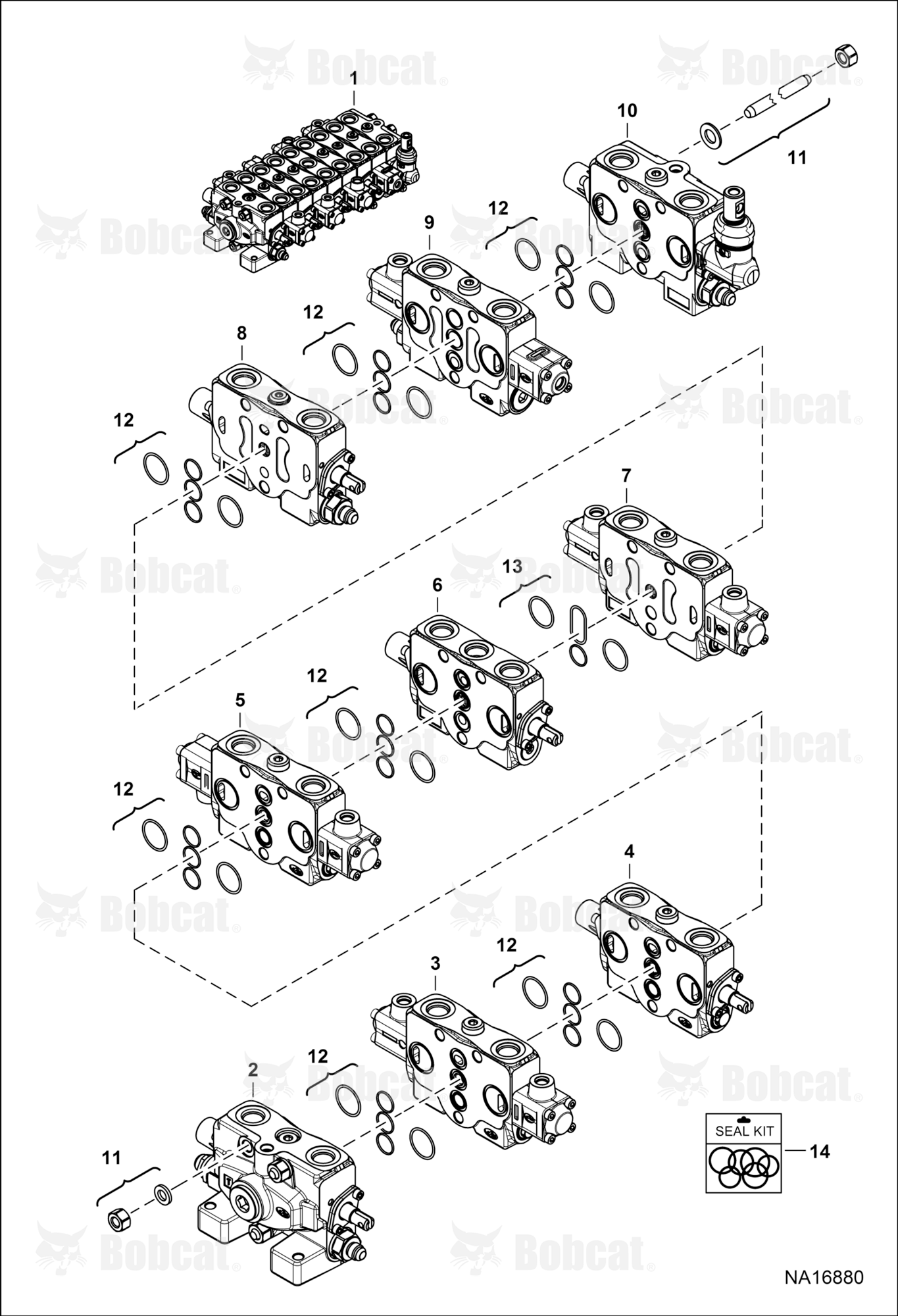 Hydraulic Control Valve (Assembly) (No Motion Alarm Option) (Straight Fitting RH Travel Section)