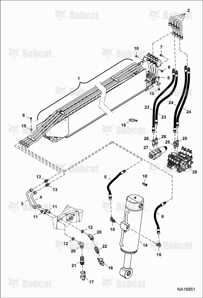 Hydraulic Circuitry (Tilt & Auxiliary) B41A16001 & Above, B41C16001 & Above