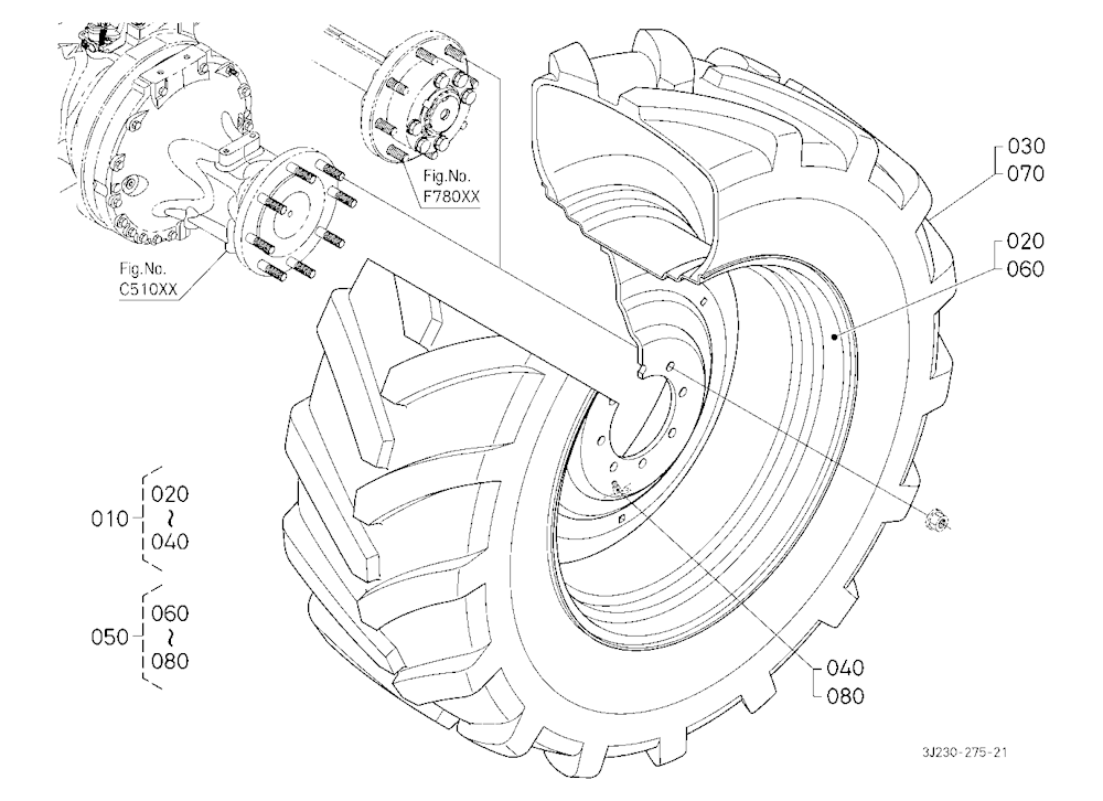 Rear Wheel (650/65R38:8 Hole Rim) [Mitas]