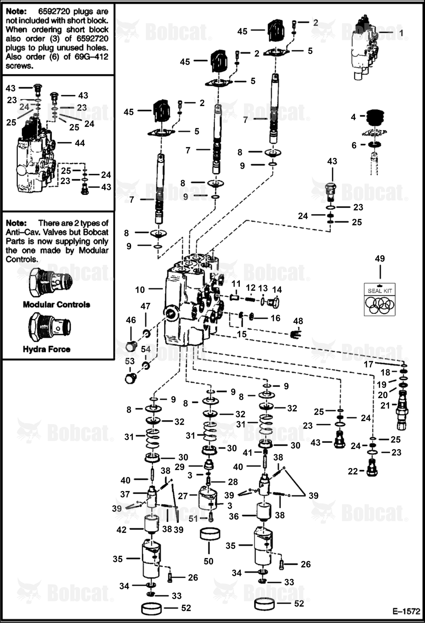 Hydraulic Control Valve (Bobcat)  501313001 & Above, 5013M13001 & Above