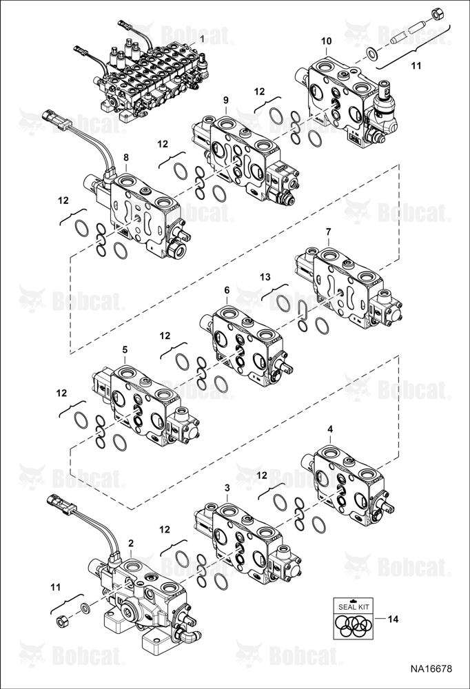 Hydraulic Control Valve (Assembly) (Manual Controls) (90 Elbow LH Travel Section)