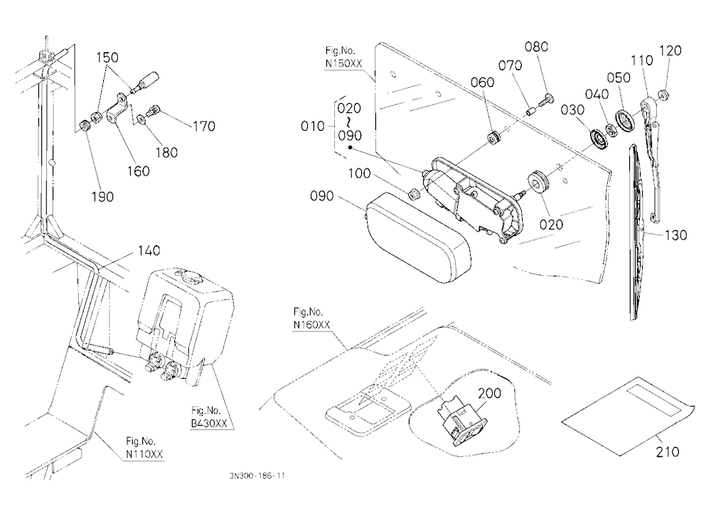 Rear Wiper Kit (W/G No.M9581) [Previous Cab Type]
