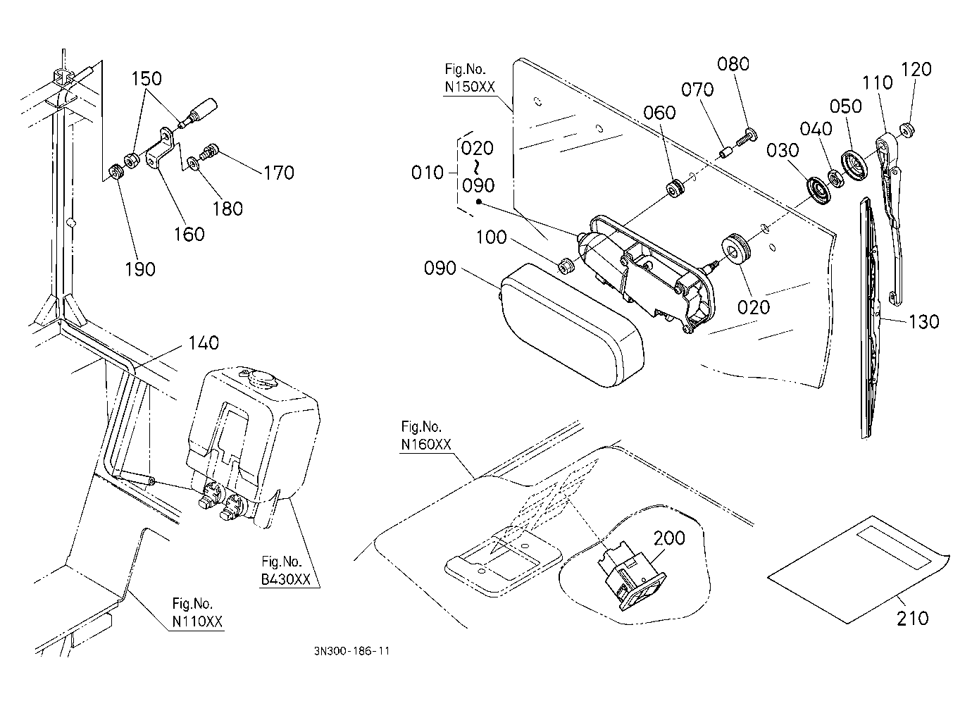 Rear Wiper Kit (W/G No.M9581) [Previous Cab Type]