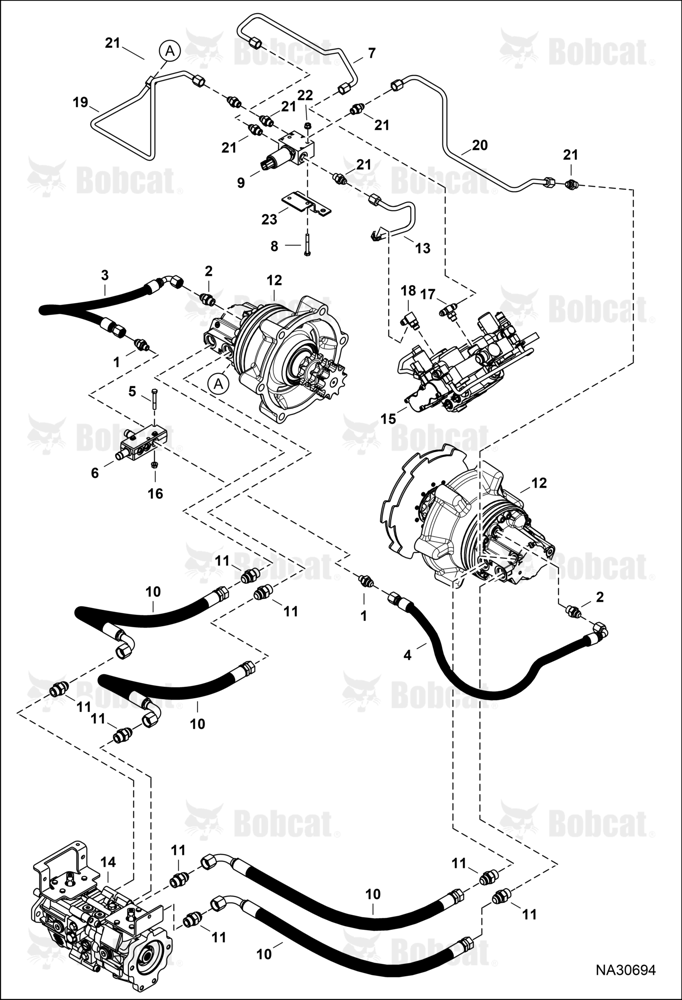Hydrostatic Circuitry (2-Speed Motor) (Manual Controls) (ML04)