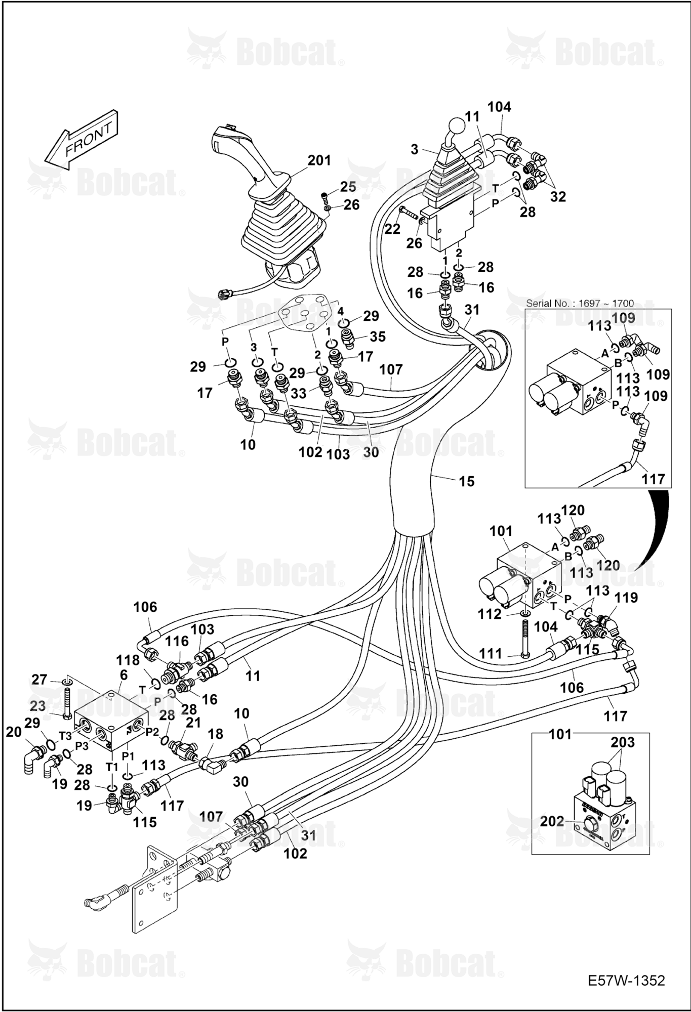 Hydraulic Pilot Circuitry (LH Joystick) (Blade Joystick)  B3WU11697 & Above