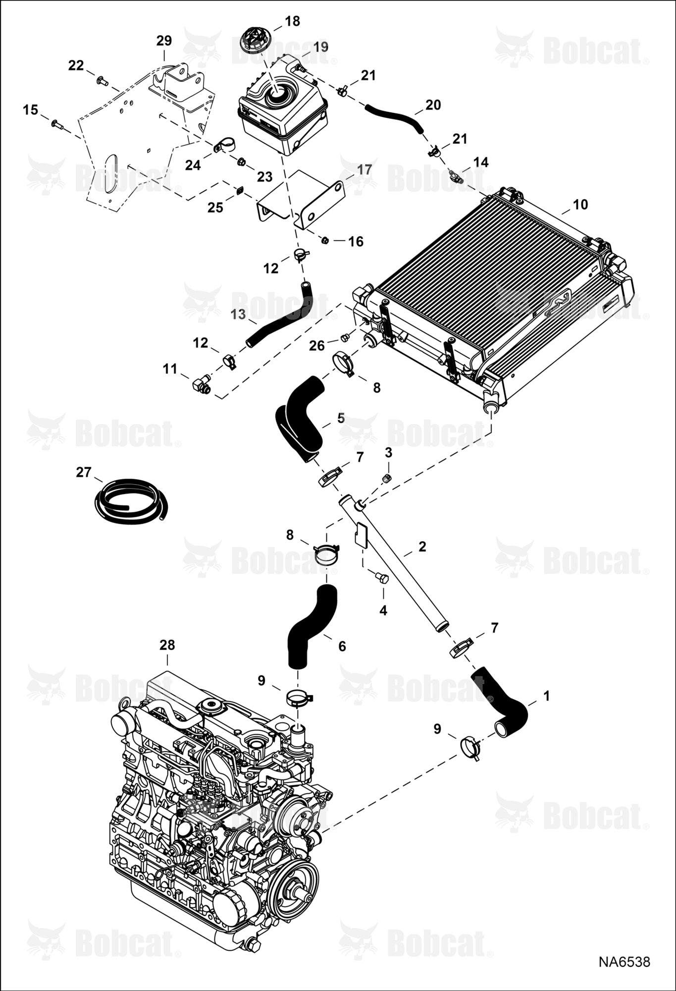 Engine & Attaching Parts (Radiator Water Exchanger) AZN511001 - AZN511686, ATZC11001 & Above