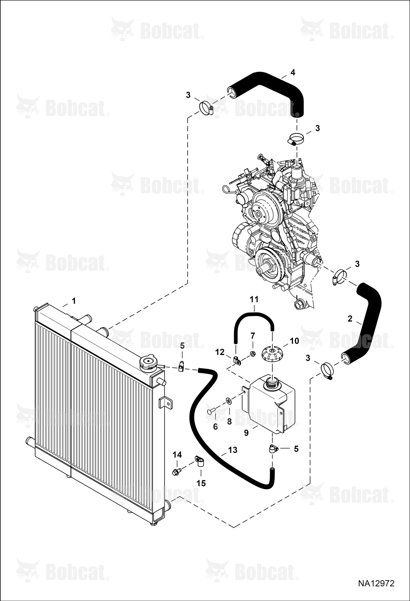 Engine & Attaching Parts (Radiator Water Exchanger) (Blue) (Engine Serial # V2403-B******)