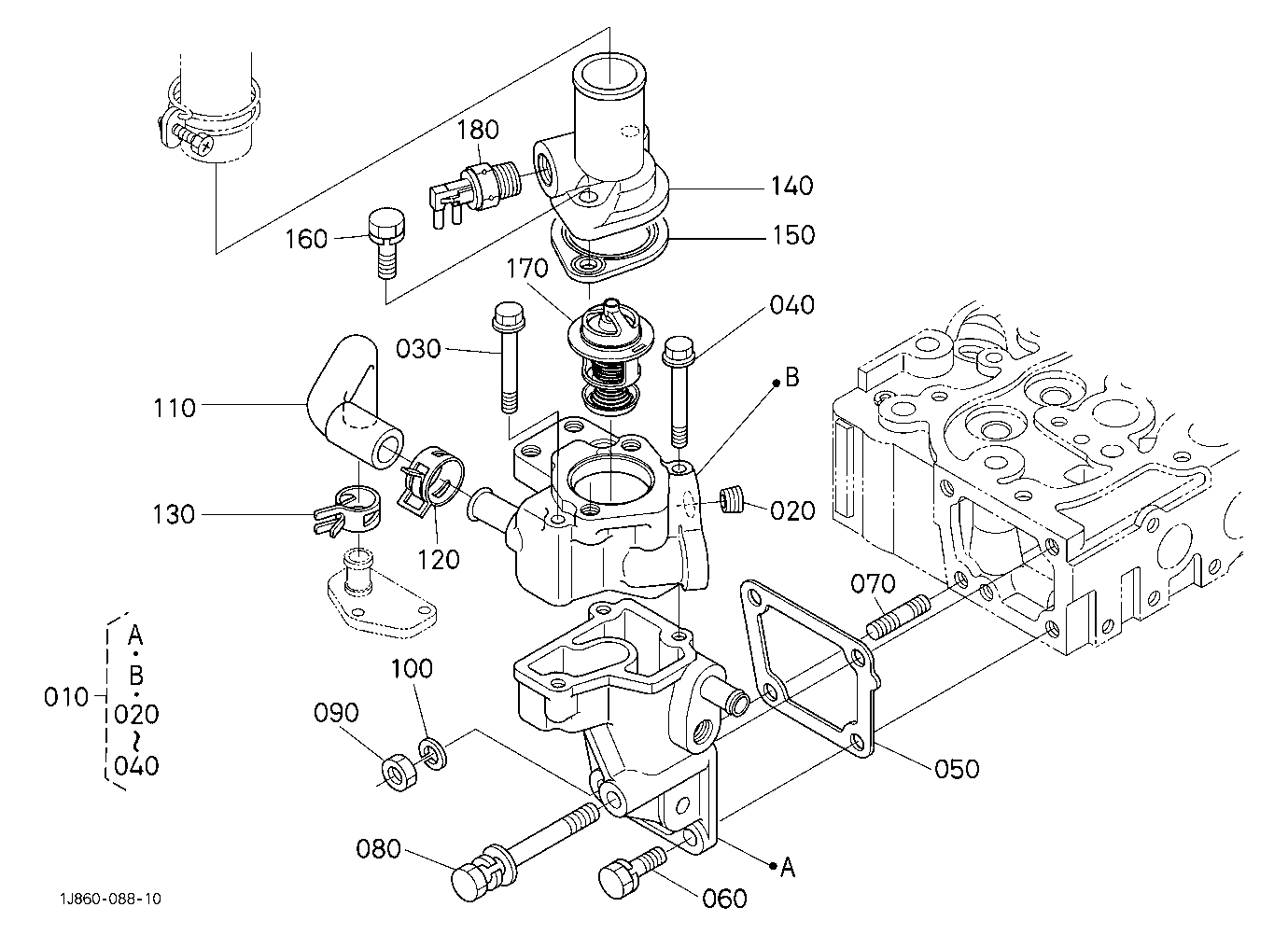 Water Flange And Thermostat