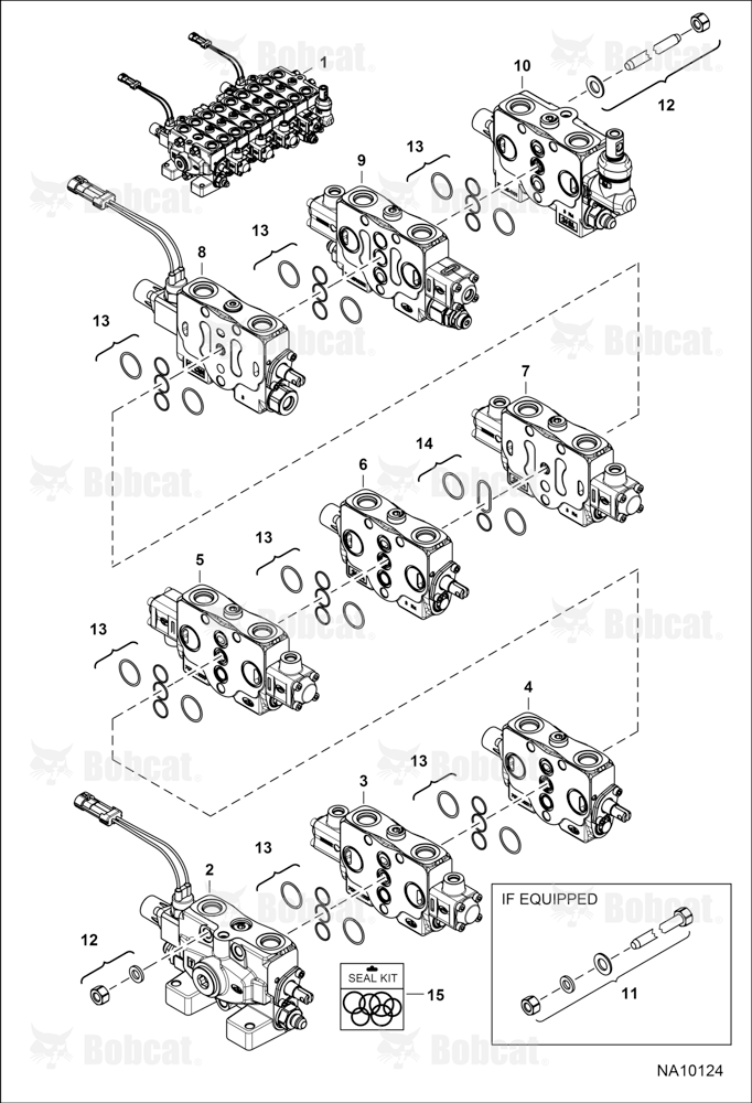 Hydraulic Control Valve (Assembly) (Manual Controls) (Straight Fitting LH Travel Section)