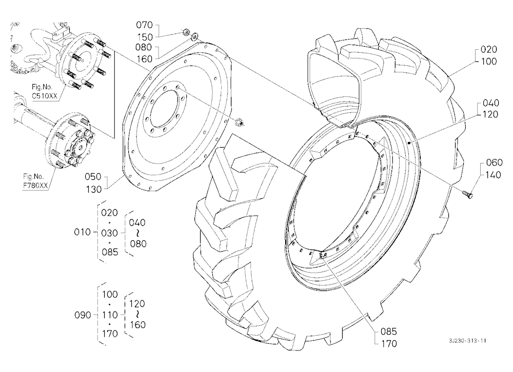 Rear Wheel (460/80R46:8 Hole Rim) [Michelin]