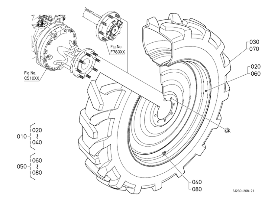 Rear Wheel (380/90R42:8 Hole Rim) [Mitas]