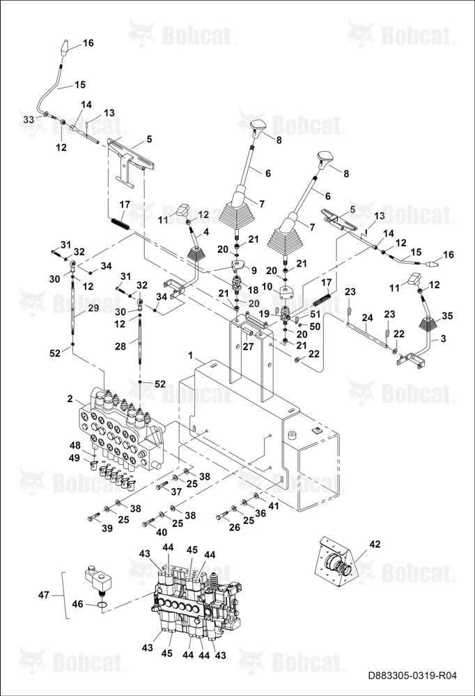 Backhoe Control Valve and Its Connections B45111625 & Above