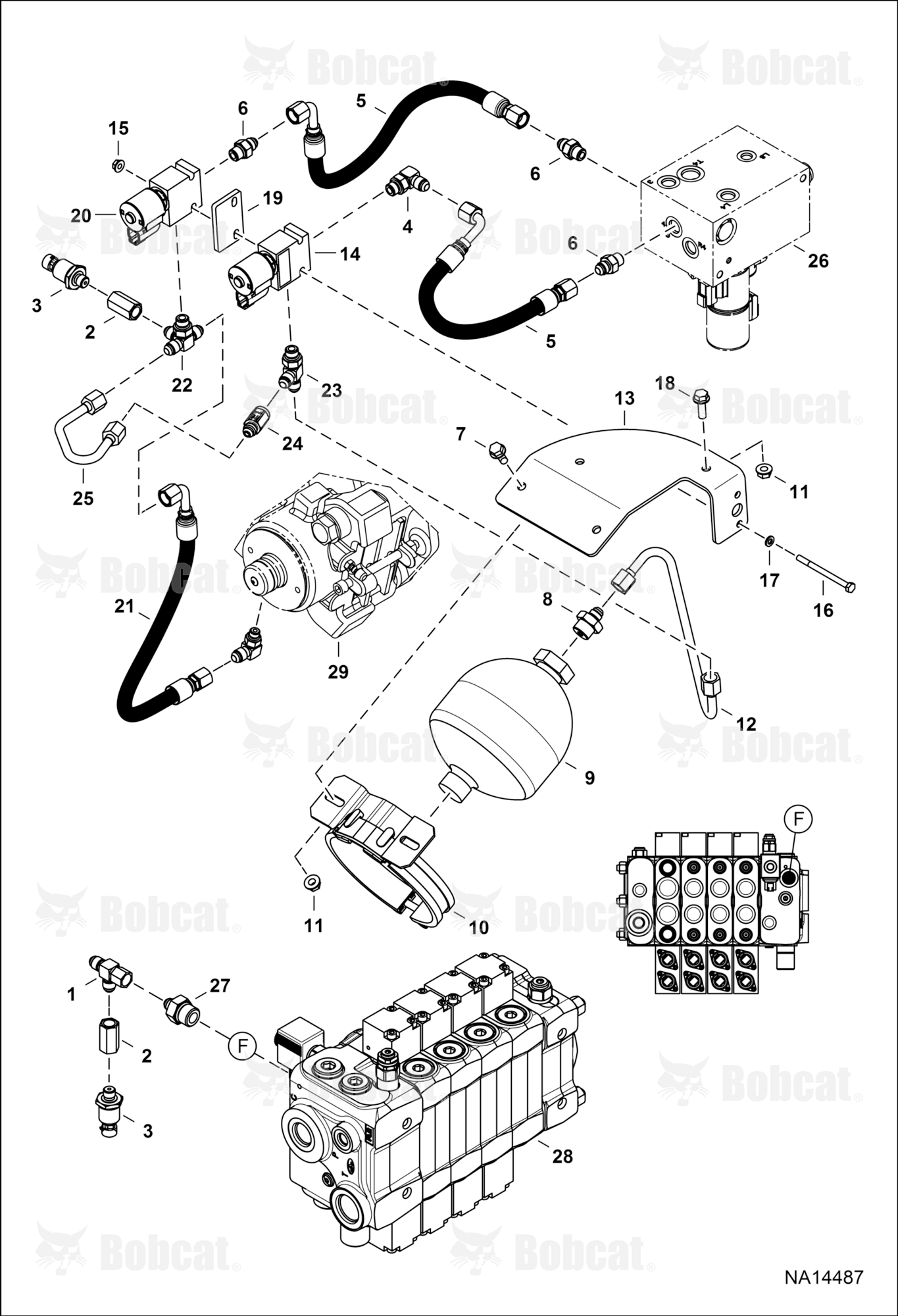 Hydraulic Circuitry (Parking Brake Accumulator) (Tractor) B41N16001 & Above, B41P16001 & Above