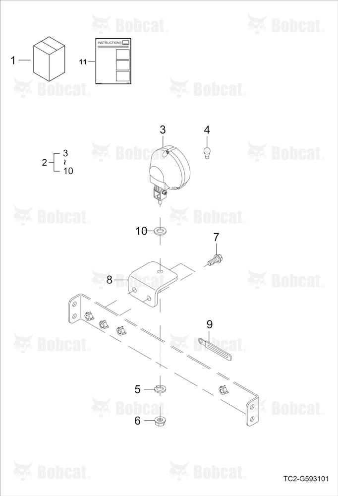 Work Lamp Kit (Cab) (Rear) (Optional)