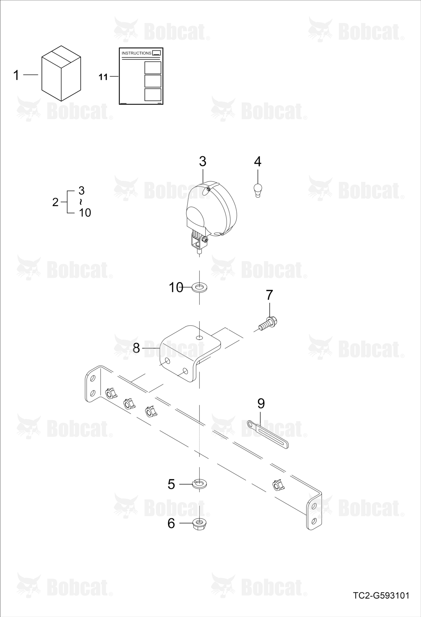 Work Lamp Kit (Cab) (Rear) (Optional)