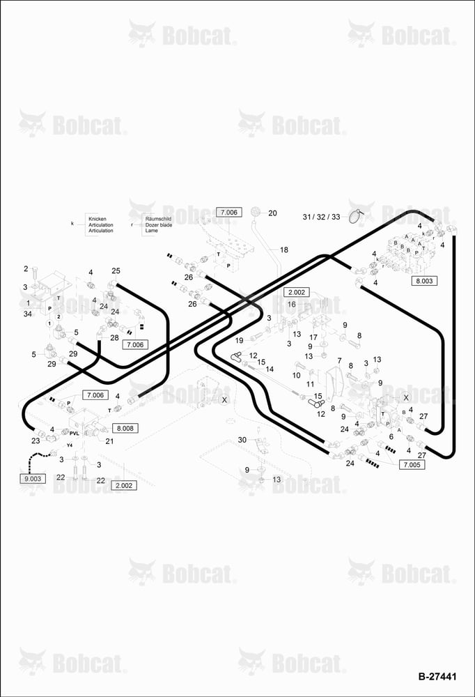 Hydraulic Installation - Pilot Control (Dozer Blade & Articulation) 120000A96 - 120000A2841