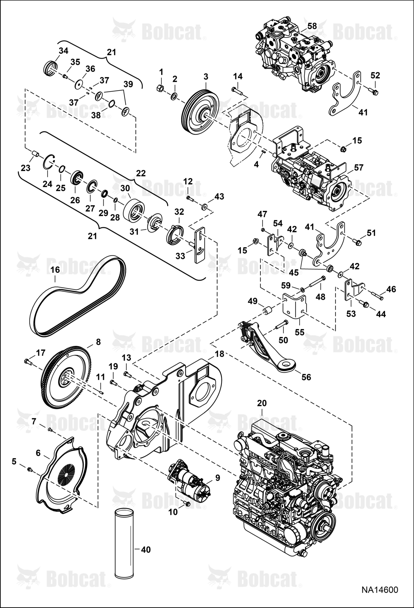 Engine & Attaching Parts (Belt Drive System)  B42411179 & Above