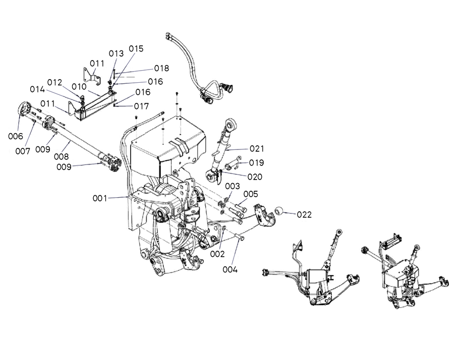 Front 3Pt Hitch and Pto Assembly - Range 1
