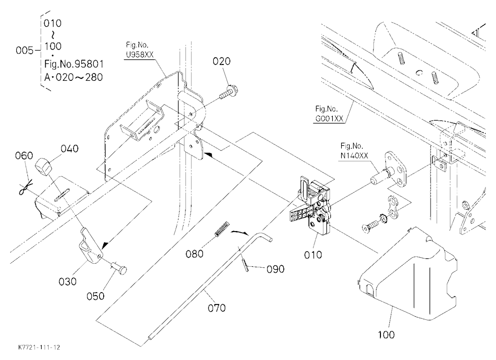 Sliding Window Door Kit (Door Lock Rh) (W/G No.V42