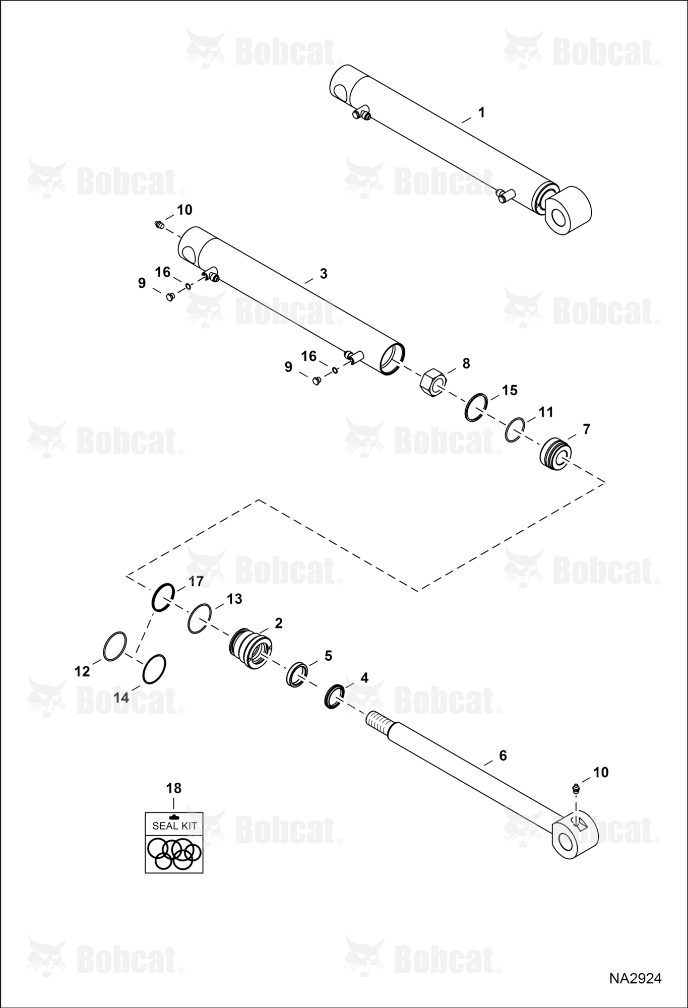 Clamp Cylinder (Hydraulic Cylinder) (225, 231, 325, 329, 331, 334, 430, E26, E30, E32, E34, E35, E37, E38, E40) (31,75 mm (1.25") DIA Rod) (35 mm (1.38") ID Base)