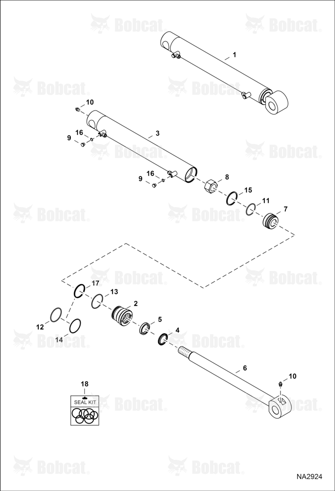 Clamp Cylinder (Hydraulic Cylinder) (225, 231, 325, 329, 331, 334, 430, E26, E30, E32, E34, E35, E37, E38, E40) (31,75 mm (1.25") DIA Rod) (35 mm (1.38") ID Base)