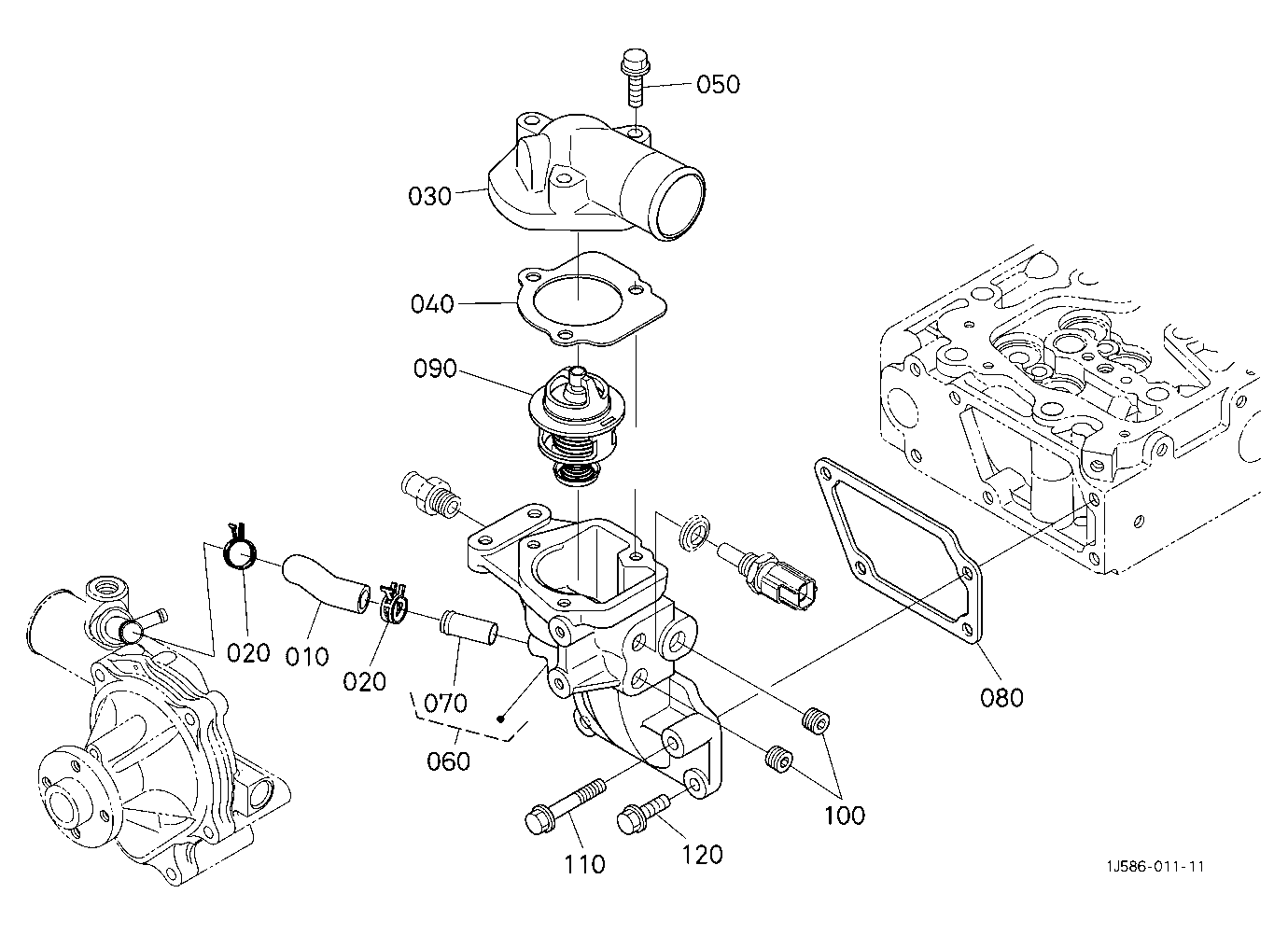 Water Flange And Thermostat