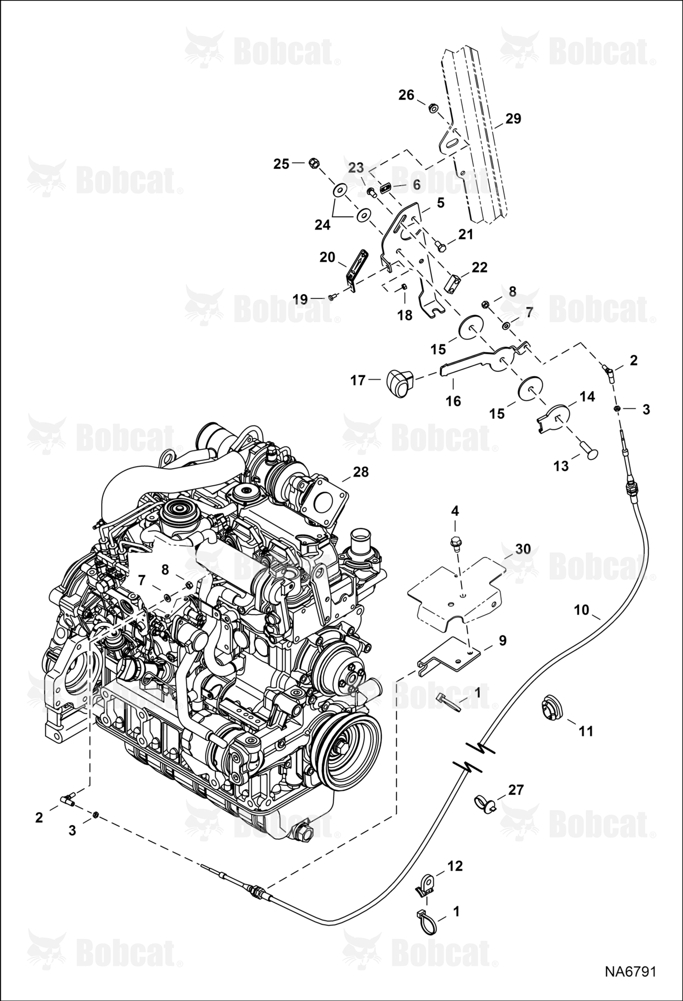 Engine Speed Control (Manual Controls, AHC & ACS) (Single Cable)
