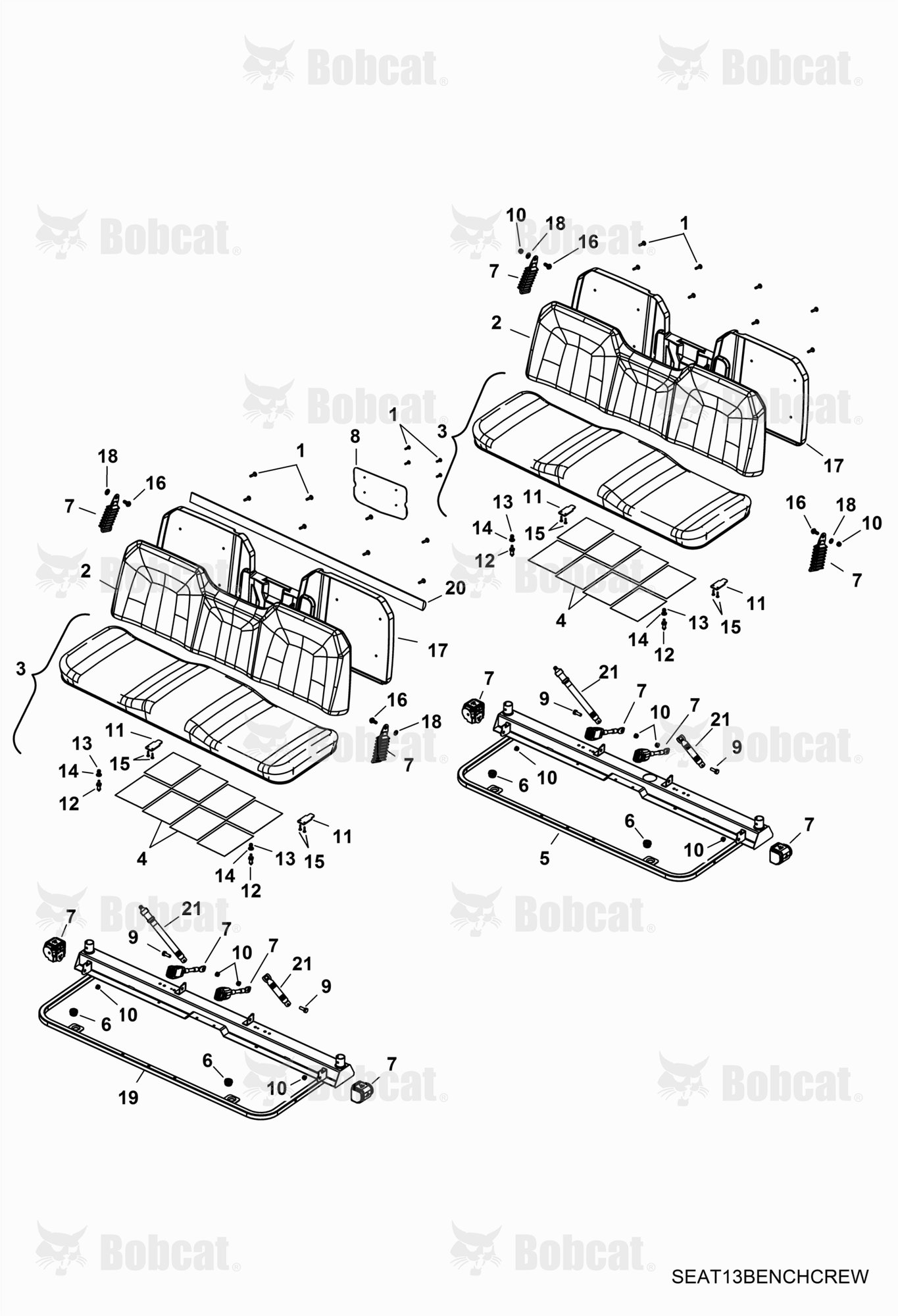 BODY, Seat & Base (Bench Seat)  AJNW30001 & Above